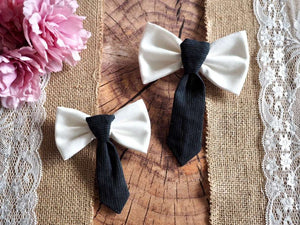 Hundeschleife Hundekrawatte zur Hochzeit in schwarz mit Nadelstreifen